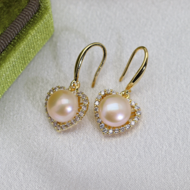 合金耳饰 中国红金桔心形耳钩