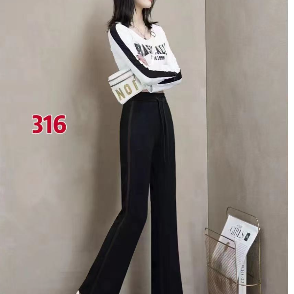 筒喇裤（咖条）101㎝❤2025女士秋季时尚显瘦休闲裤百搭