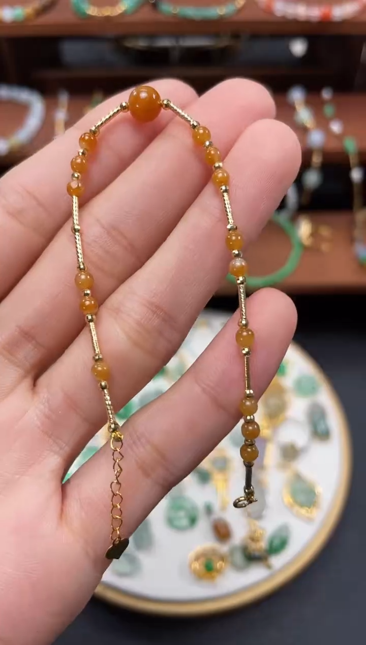 【闪购商品】翡翠套链18K金镶嵌一个   JK601