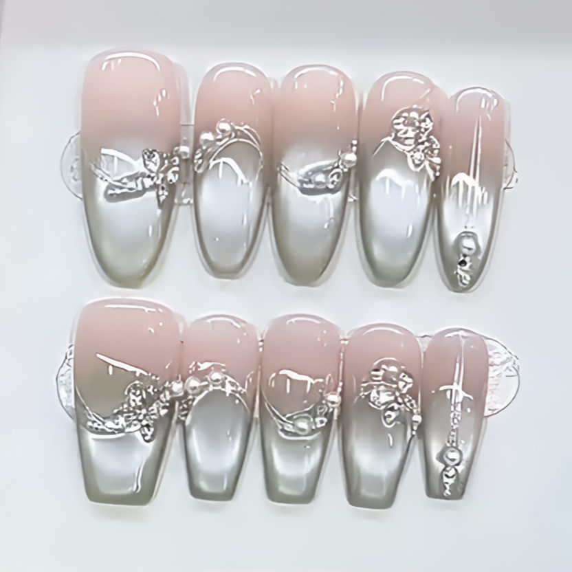 新款绿森林邮差纯手工穿戴甲猫眼手绘美甲显白美甲指片