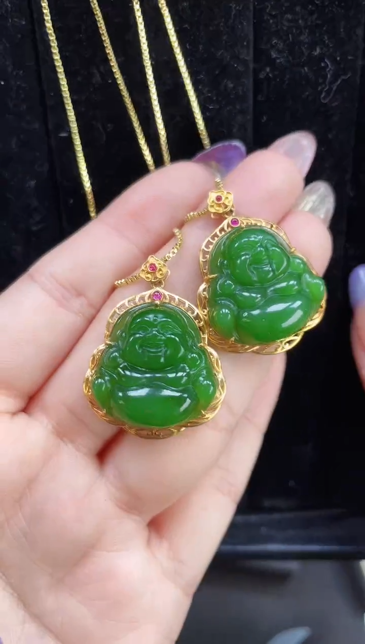 【闪购商品】和田玉吊坠18K金镶嵌 26MM 多样性发一