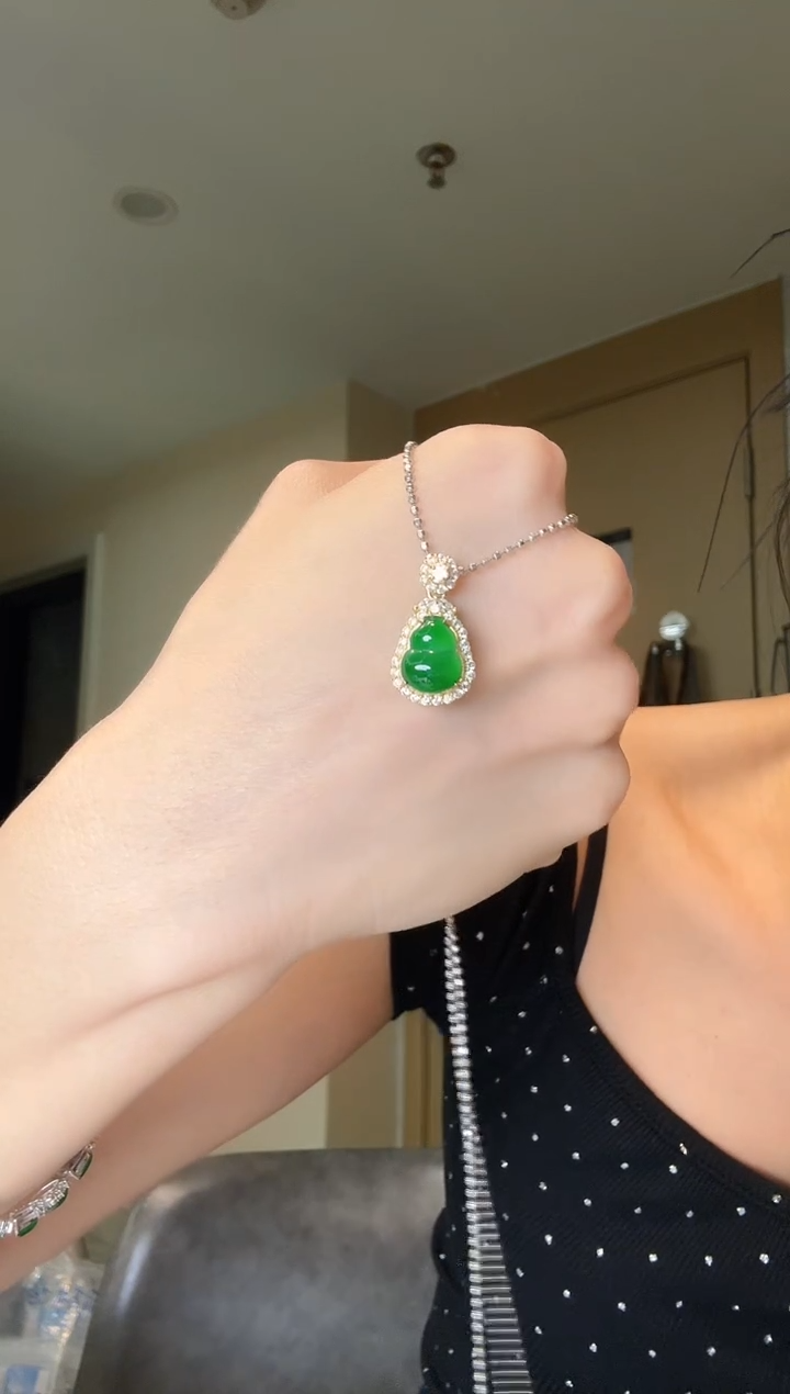 翡翠银S925镶嵌吊坠(不含链)天然翡翠吊坠1