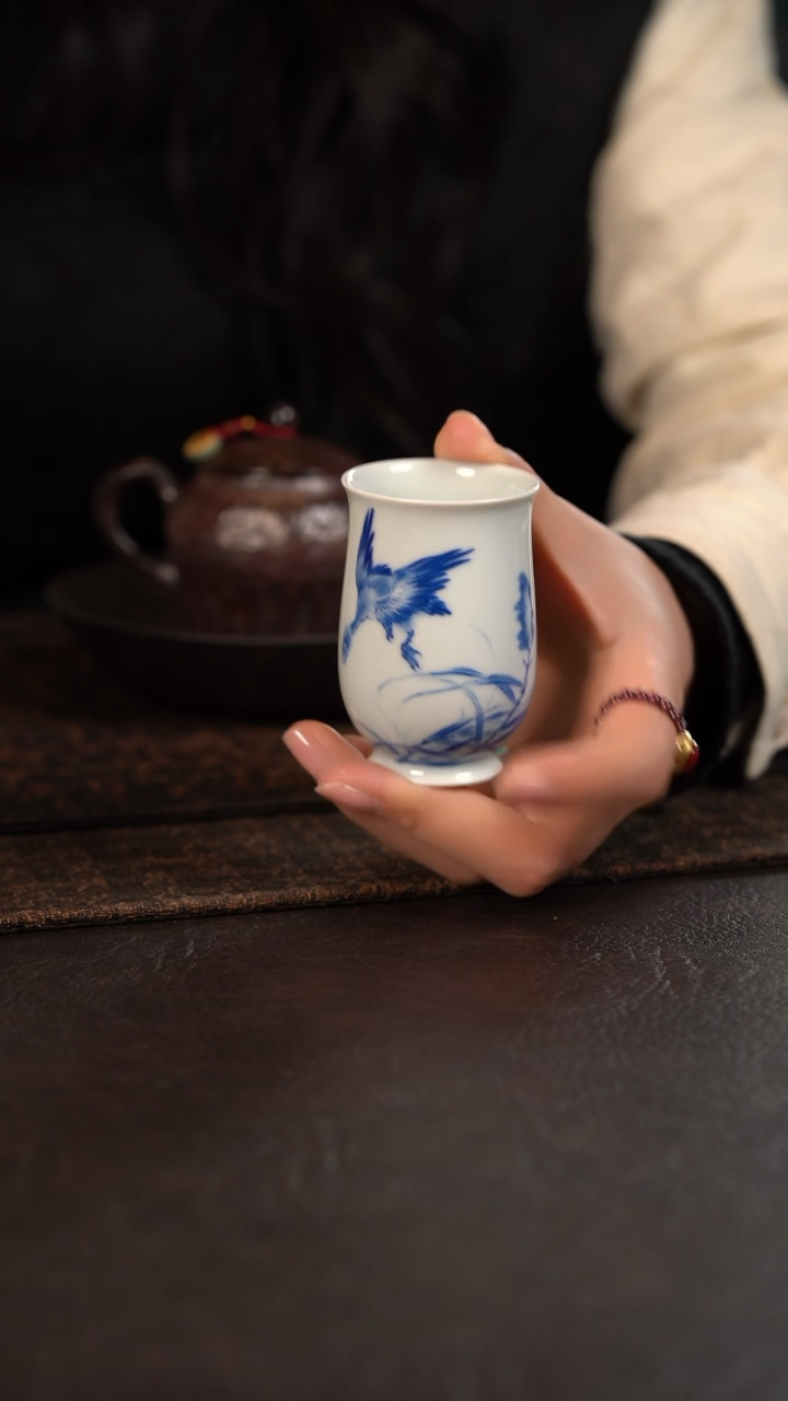 【闪购商品】杯方墨窑仿王步芦雁手握玉兰杯