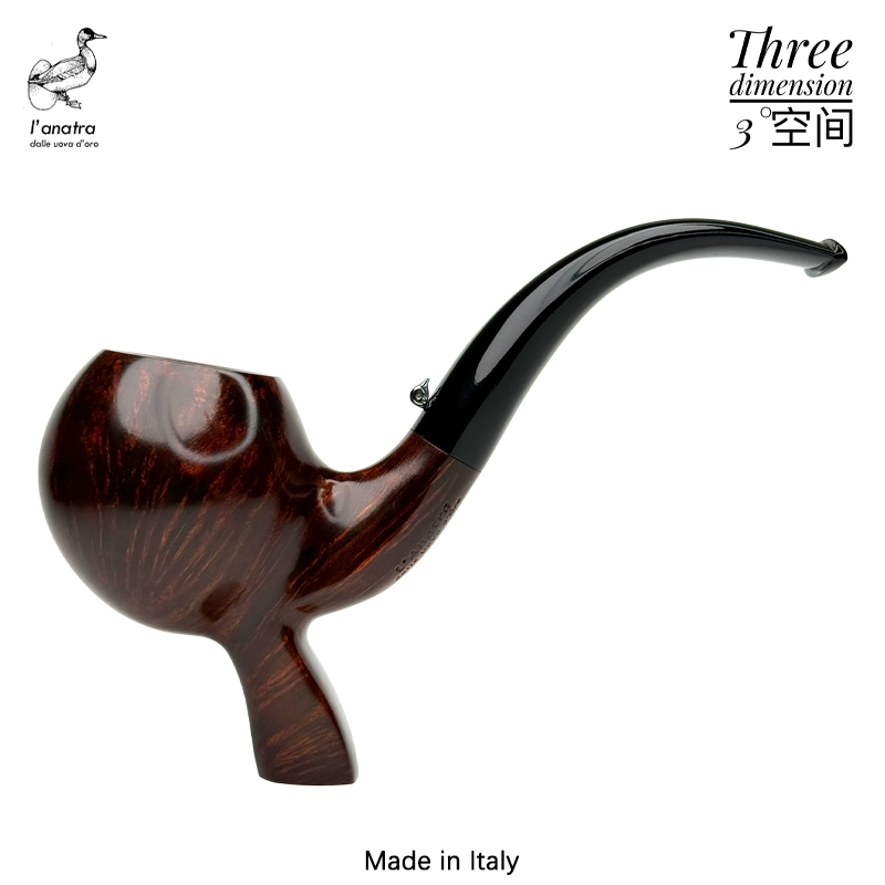 L'Anatra意大利鸭子深色光面1个蛋自由式手工石楠木烟斗 SY