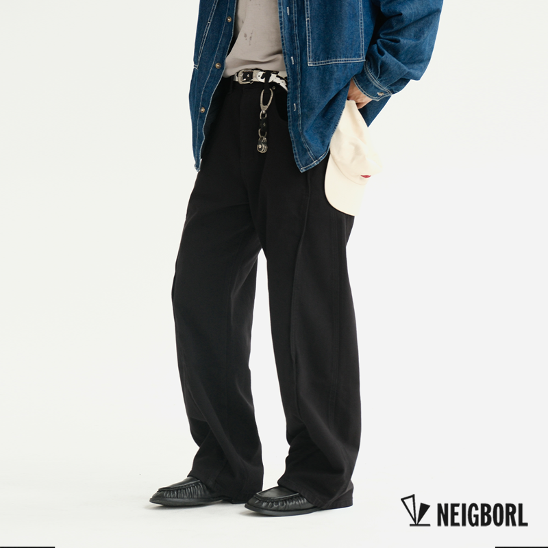 【黑梅花】NEIGBORL钊叔制美式复古黑色简约水洗直筒长裤百搭休闲裤