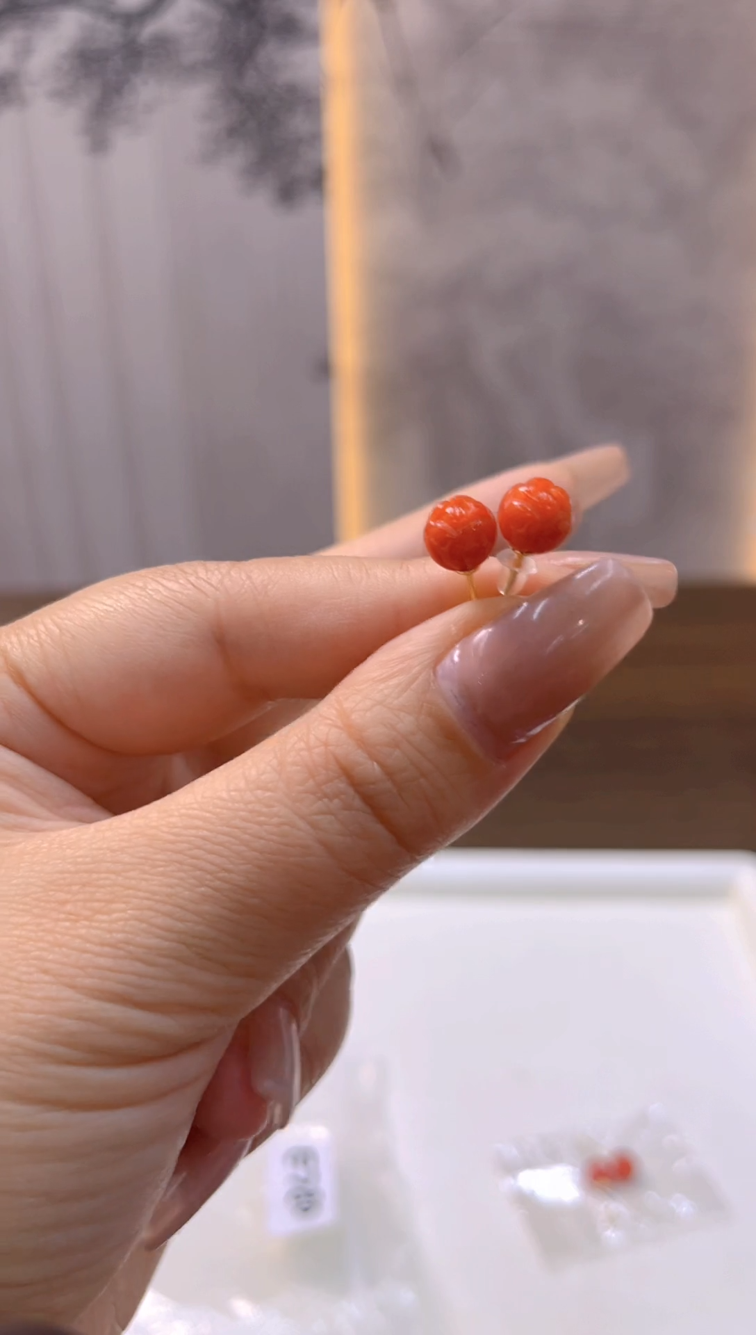 14K金镶嵌翡翠耳饰E780