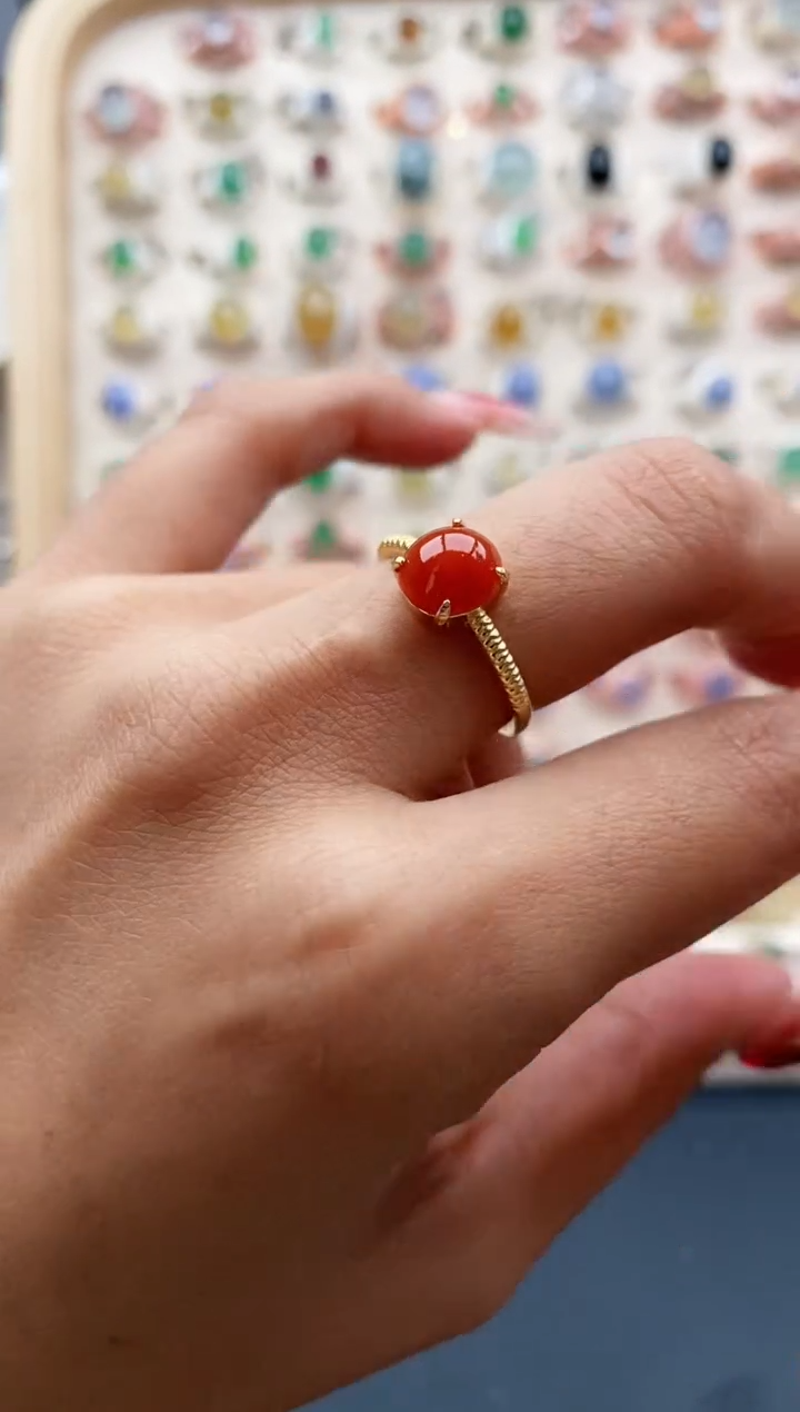 【闪购商品】翡翠戒指银S925镶嵌缅甸天然A货翡翠222 1+3