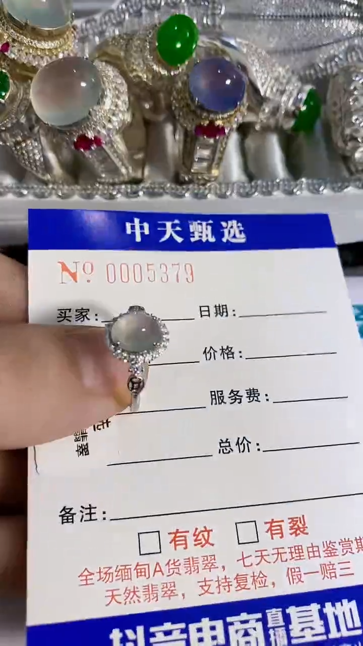 银S925镶嵌戒指翡翠/5379