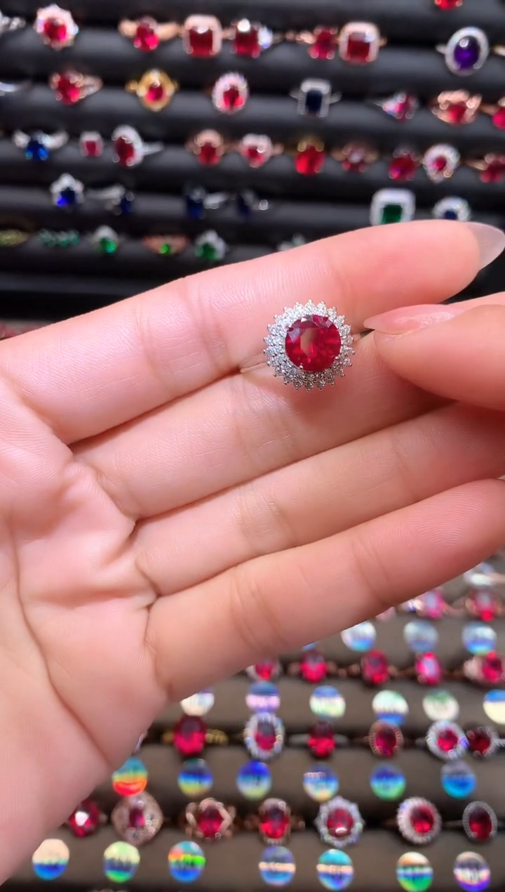 【闪购商品】红宝石戒指银S925镶嵌8白