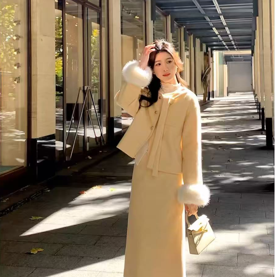 YYZS秋冬款高级千金毛呢气质套装321