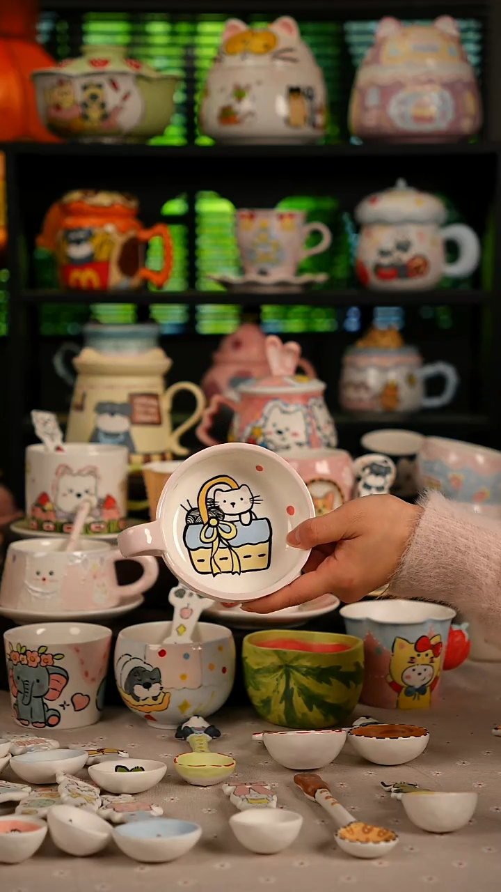 陶瓷无盖款景德镇高温釉下彩纯手绘创意瓷