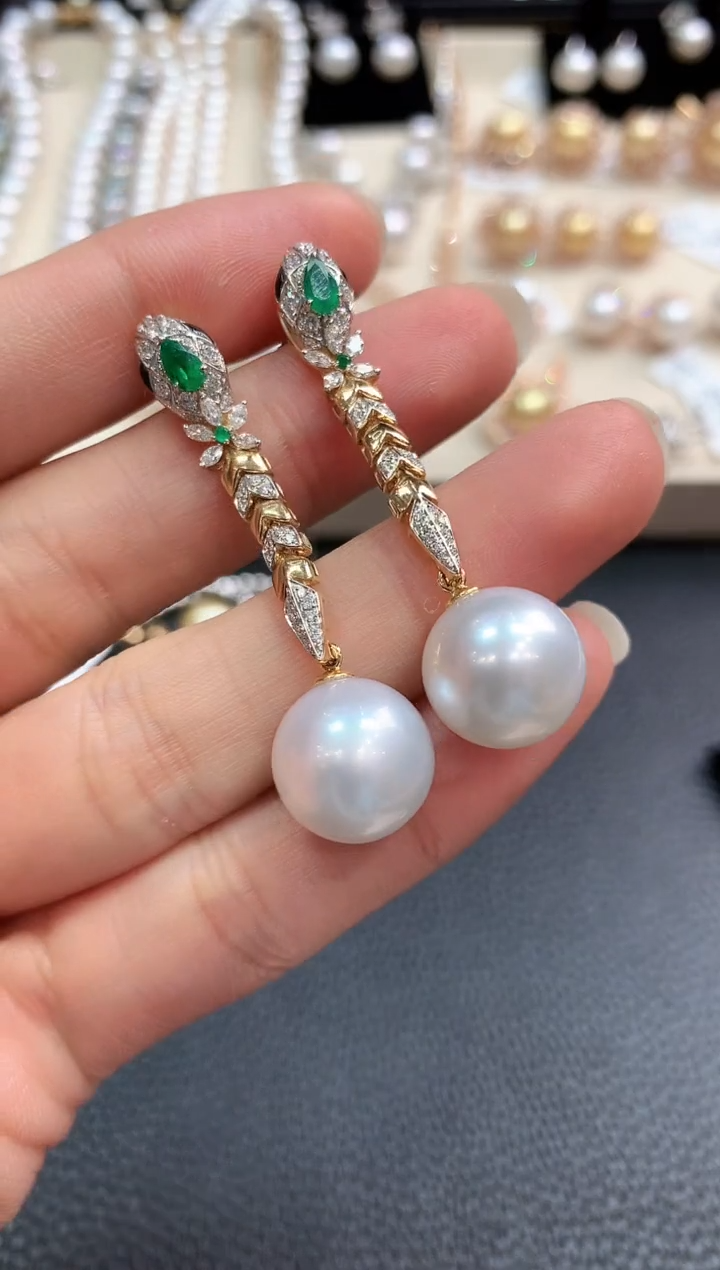 【闪购商品】海水珍珠耳饰18K金镶嵌m73