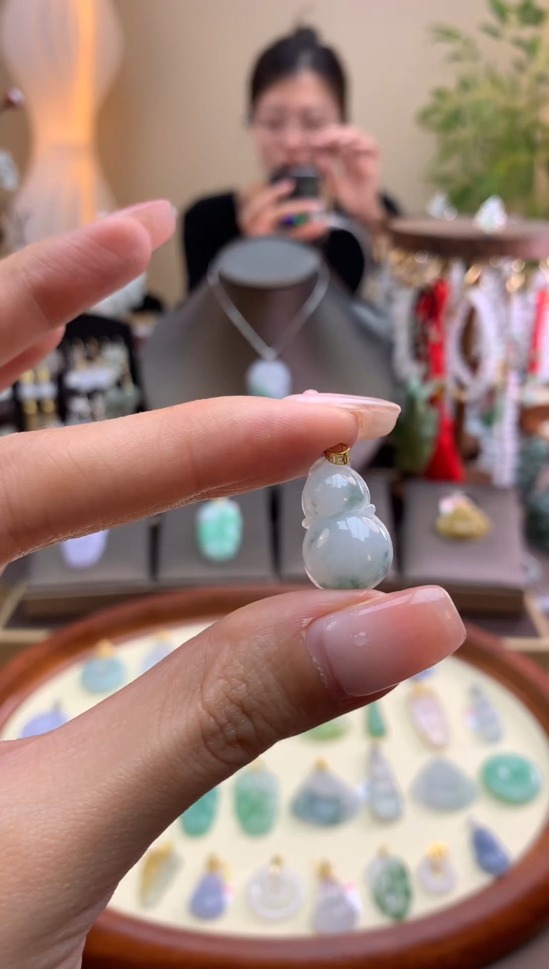 【闪购商品】翡翠颈饰18K金镶嵌葫芦