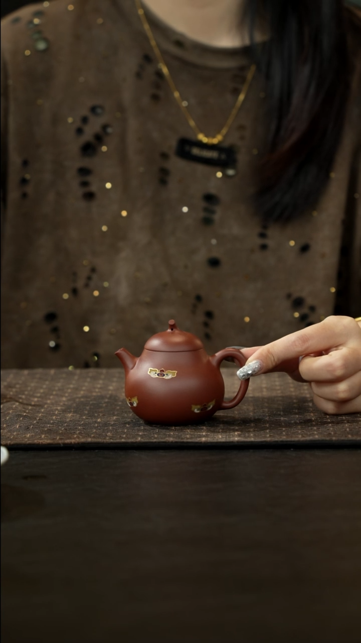 茶壶紫砂珐琅彩清水泥茄瓜110cc