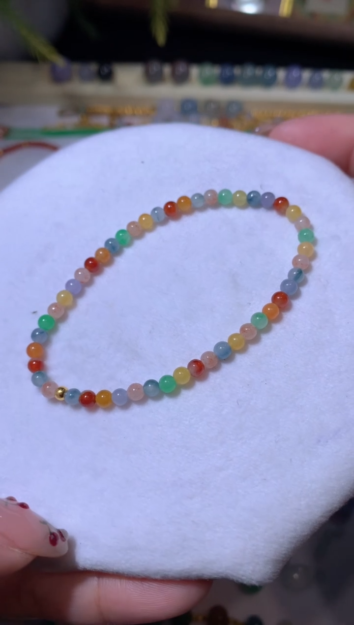 【闪购商品】定制翡翠未镶嵌3.7*多宝手串3800+380