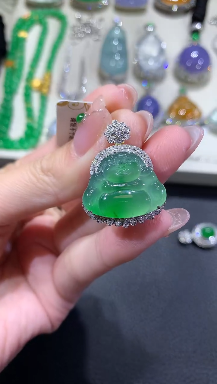 【闪购商品】翡翠吊坠(不含链)18K金镶嵌24-佛公