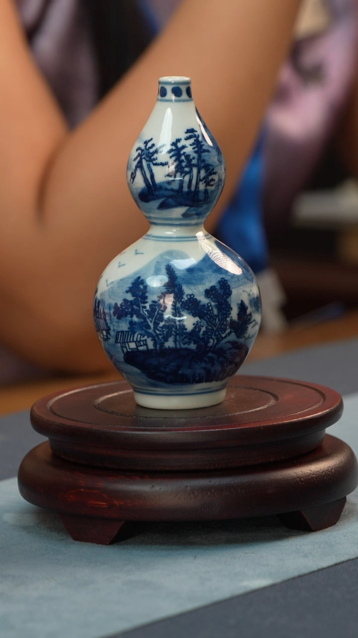 摆件景德镇手工青花葫芦瓶