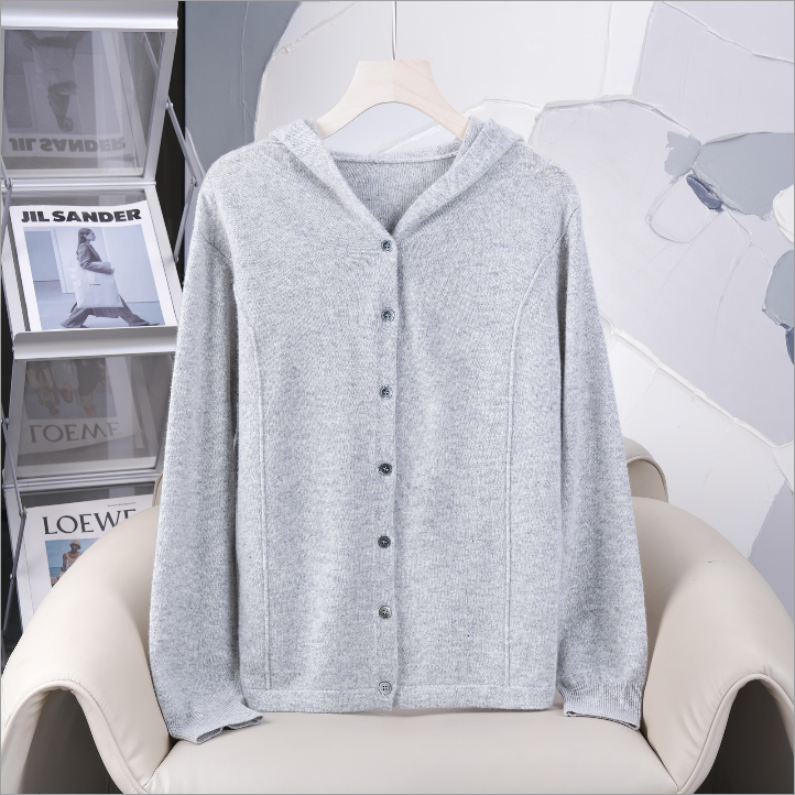 【头道绒】100分纯羊绒休闲连帽开衫YXW24244