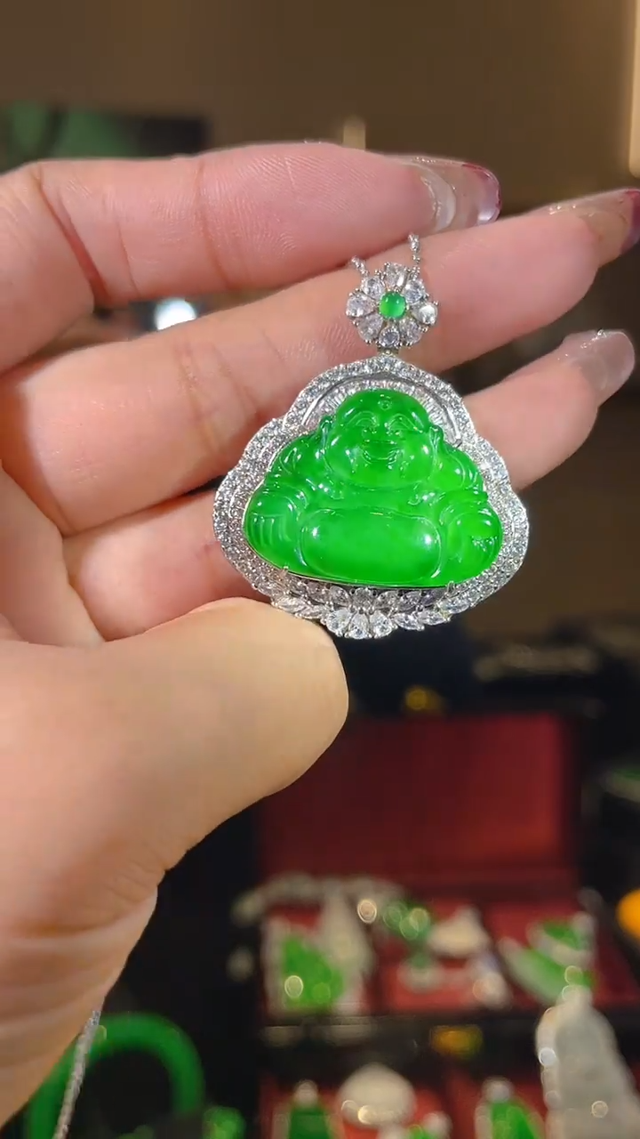 【闪购商品】翡翠吊坠(不含链)银S925镶嵌天然翡翠A货