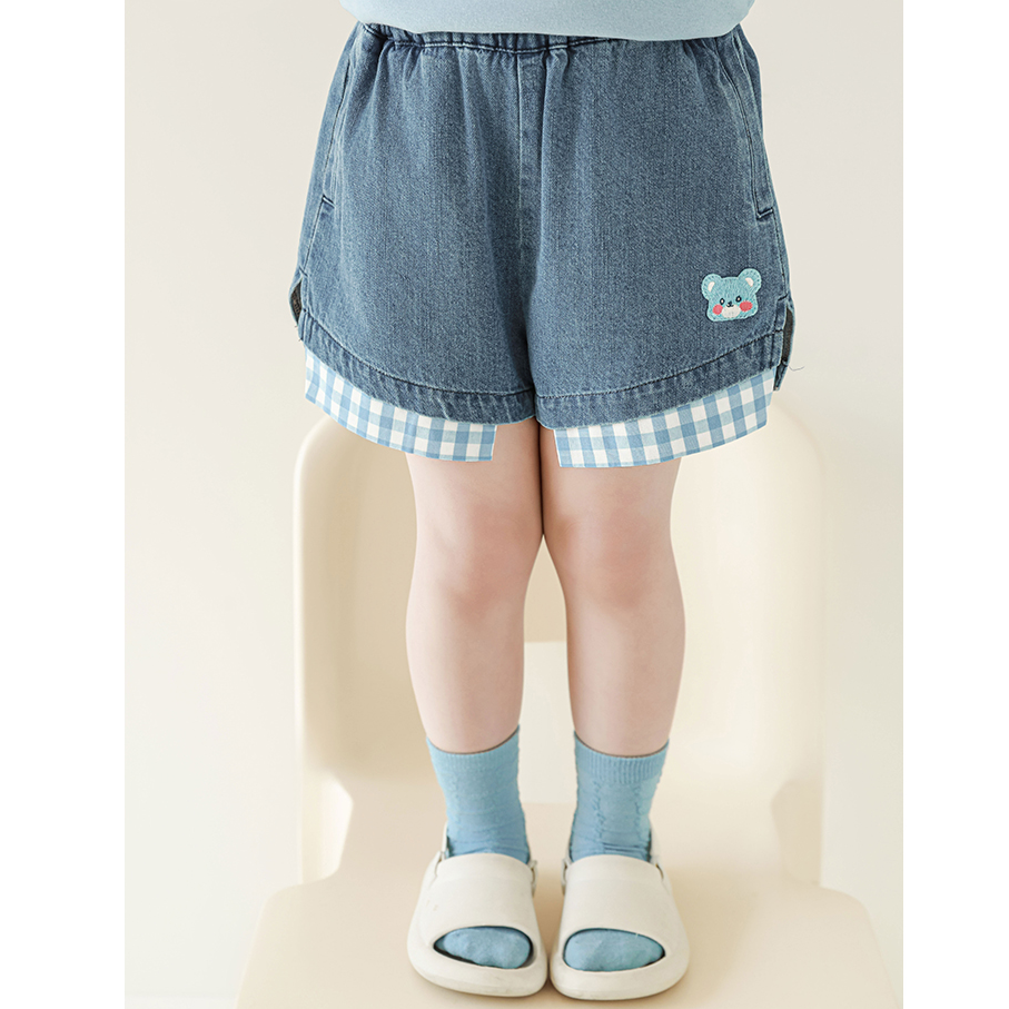 幼悠【文艺色格】夏贰波女童洋气休闲夏季薄款百搭牛仔短裤X4911-1