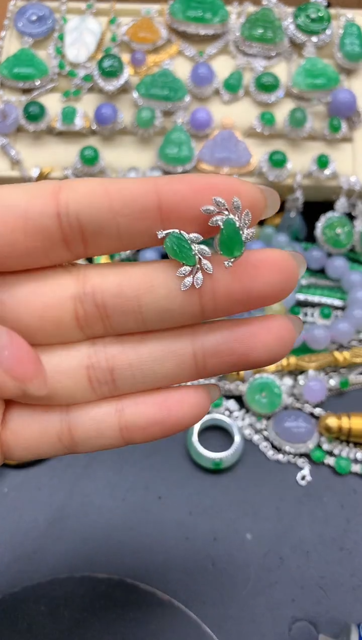 【闪购商品】翡翠耳饰18K金镶嵌88-中国好珍宝