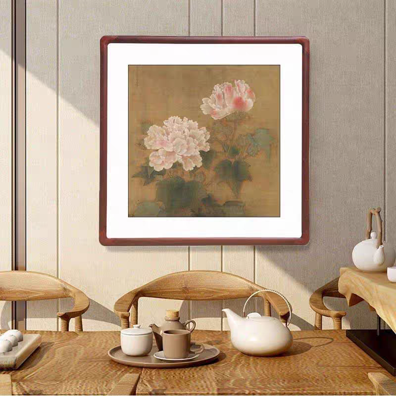 实木装饰画《红芙蓉》，客厅，书房，茶室，玄关装饰画