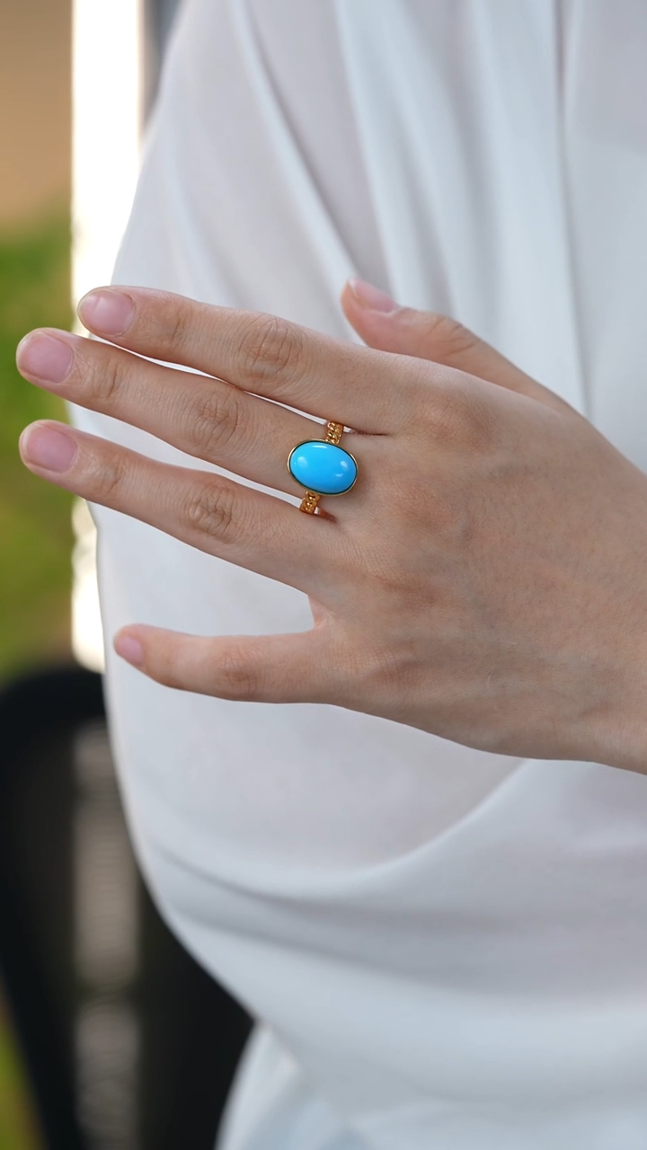 银S925镀金镶嵌绿松石戒指秒拍号27