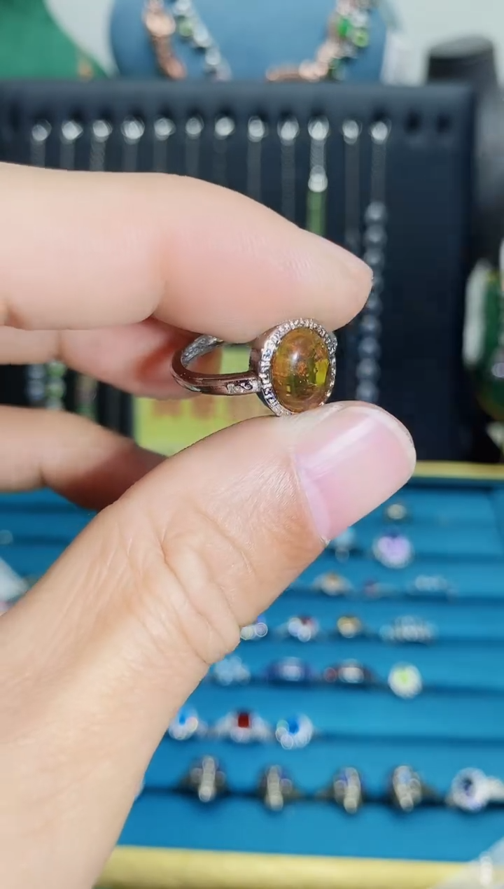 【闪购商品】琥珀戒指银S925镶嵌11211