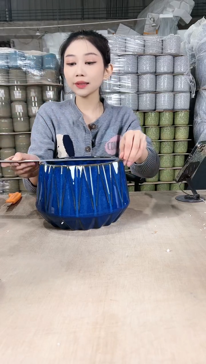 【闪购商品】陶瓷南瓜蓝花釉大号21x16