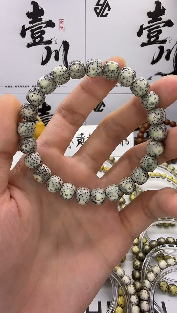 手串星月菩提9/8 石玉料 同枝果 77