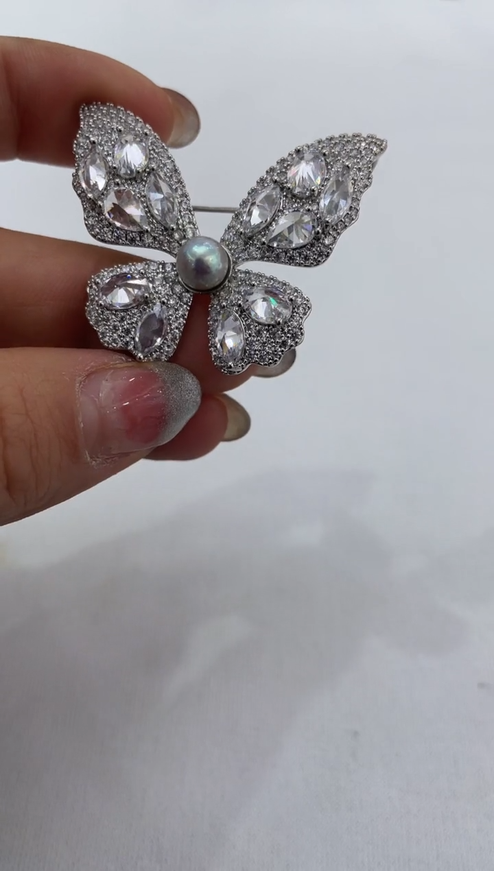 【闪购商品】海水珍珠胸针未镶嵌真多麻蝴蝶胸针