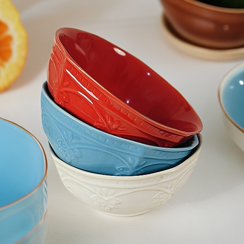 257北欧出口浮雕花边沙拉碗6英寸（默认微瑕）