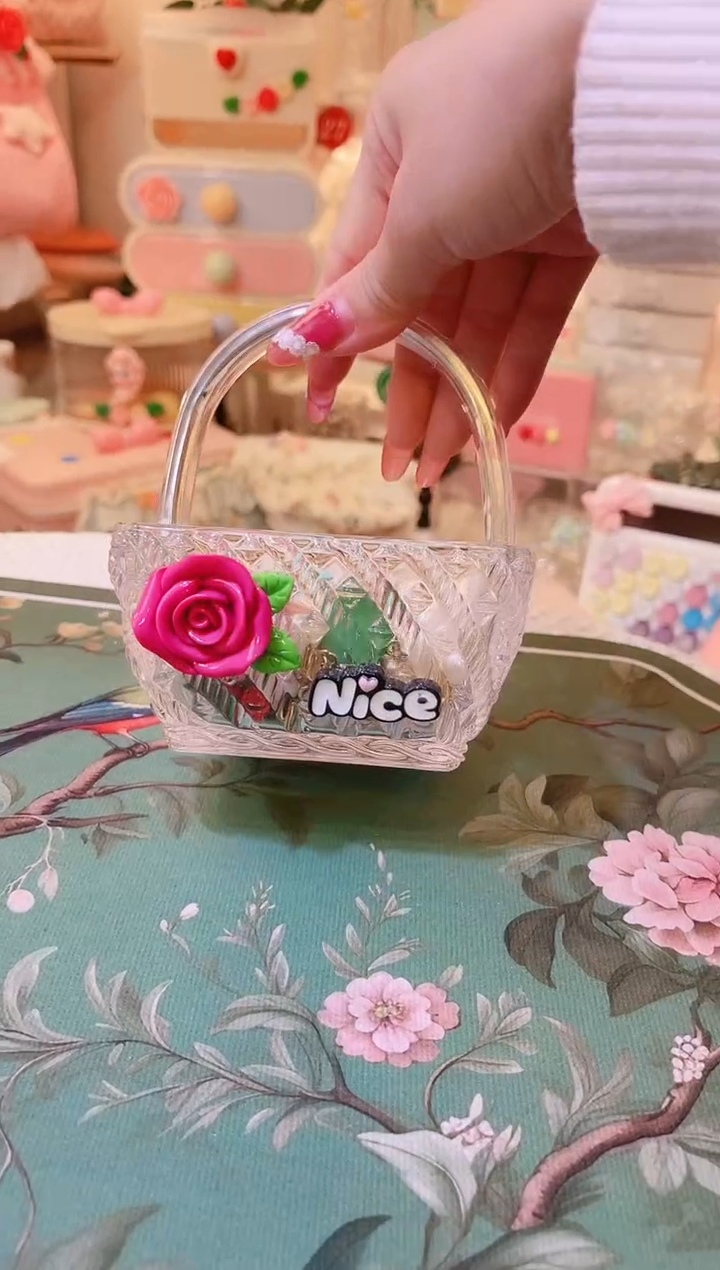 玫瑰花四方小提篮——手工制作品质好！