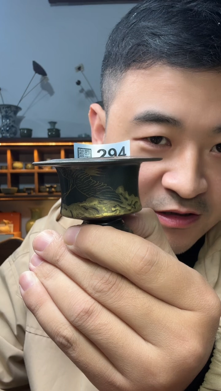 手工黑釉描金行炉294号