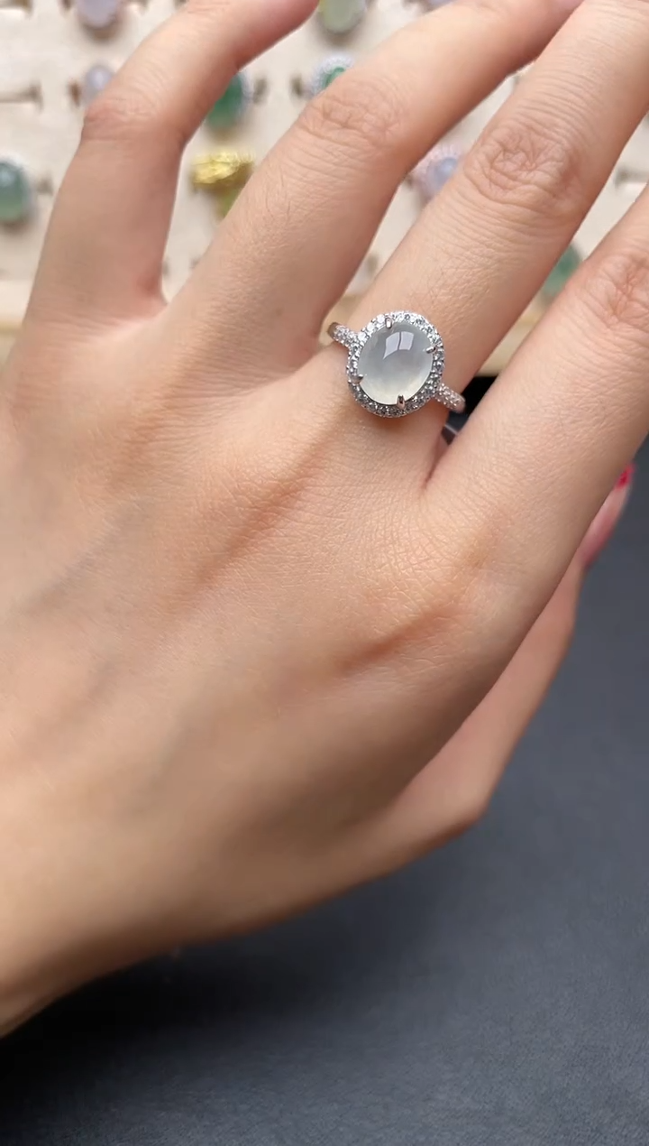 【闪购商品】翡翠戒指银S925镶嵌一物一证一礼盒