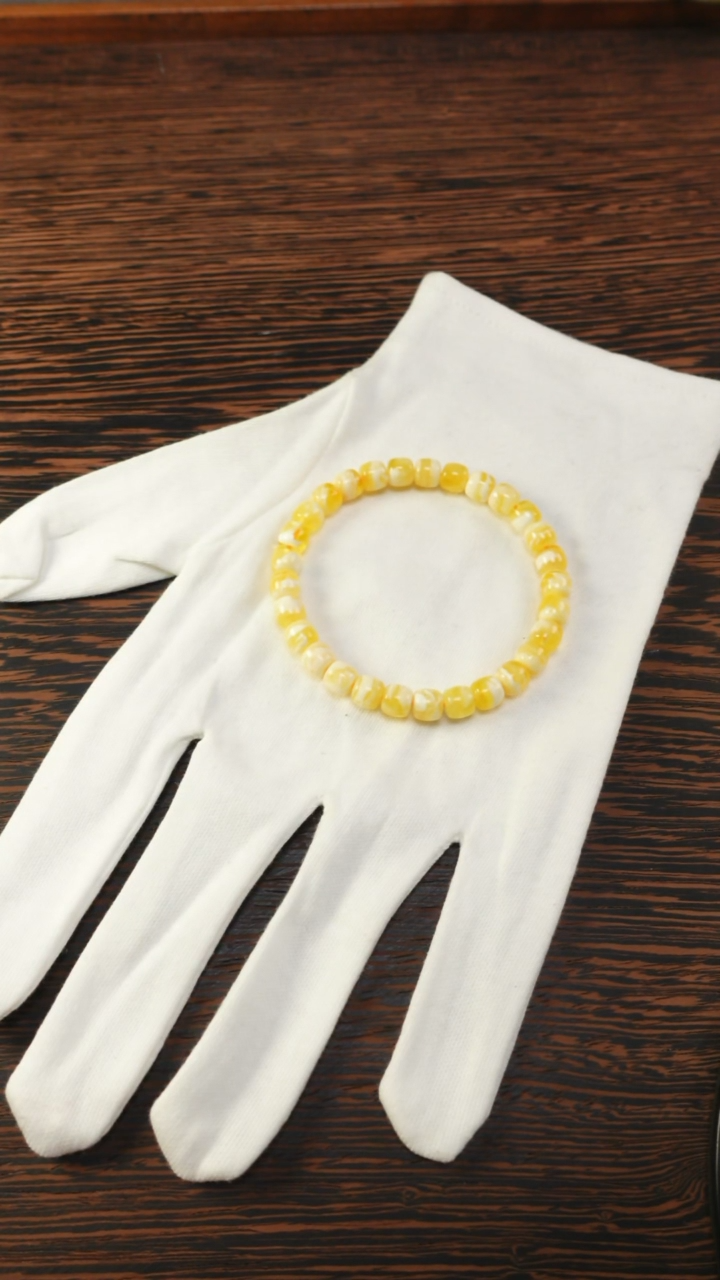 【闪购商品】蜜蜡手链未镶嵌2453/7mm黑金手串