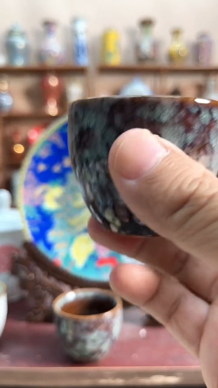 景德镇陶瓷装饰品茶摆件   一对