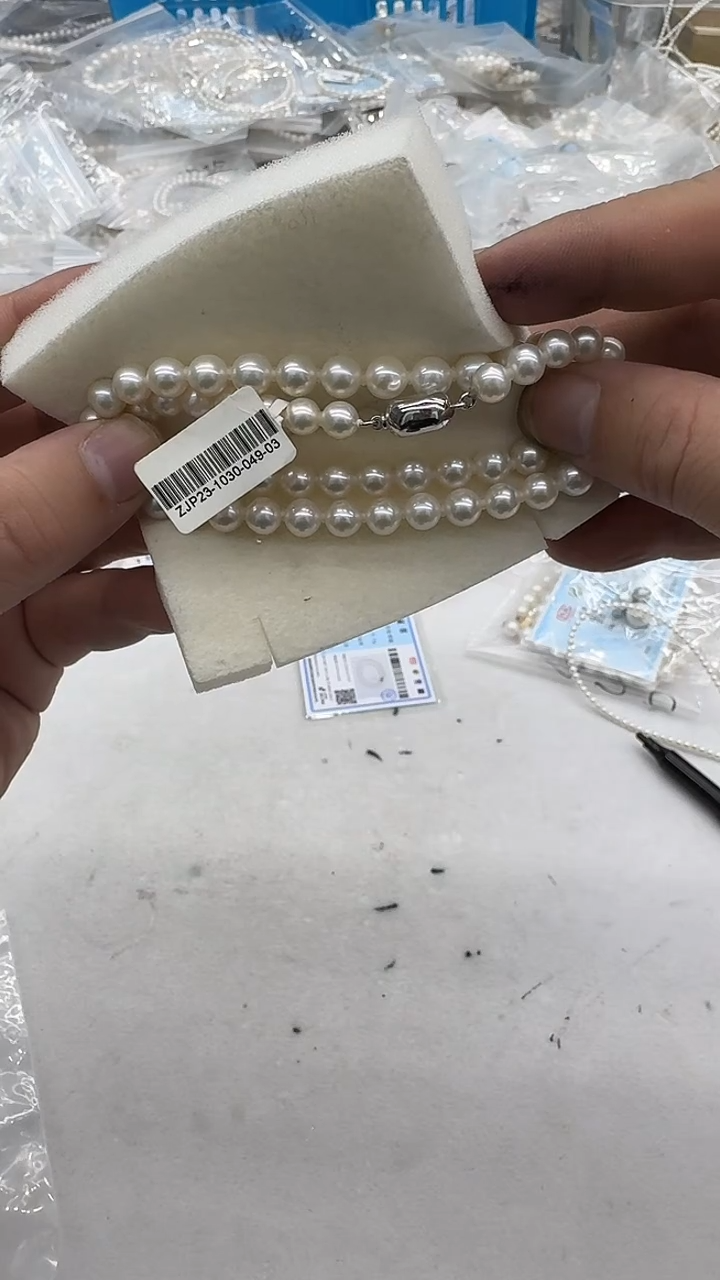 项链银S925镶嵌淡水珍珠7-8mm 豌豆-孤品