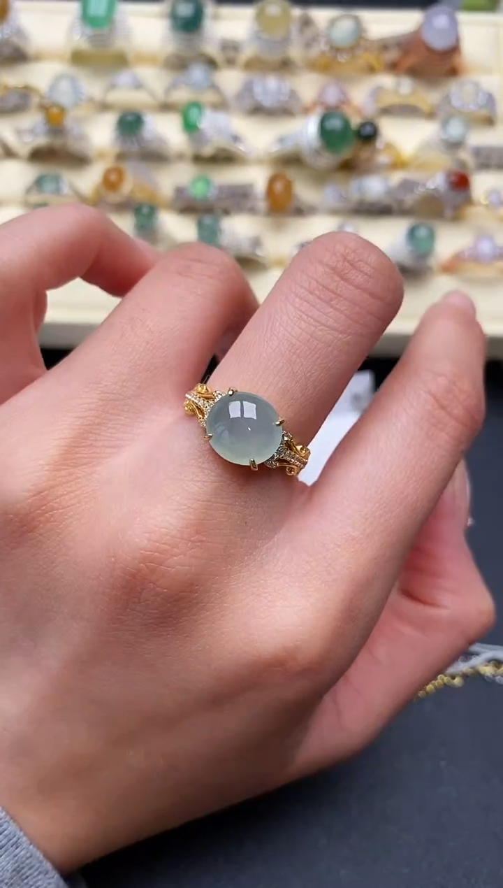 【闪购商品】翡翠戒指银S925镶嵌2222222+5