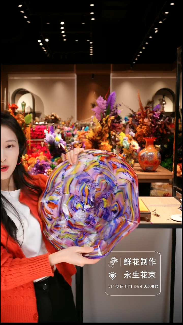 手工艺品琉璃手工花器花束空运包邮送货上门-以图片为准   