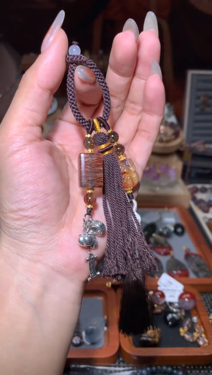 未镶嵌珠宝半成品水晶黑金超七方糖挂件