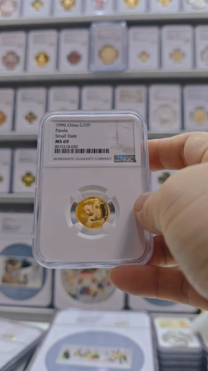 纯金湖**栖1996年1/10熊猫金币 NGC69 无盒证