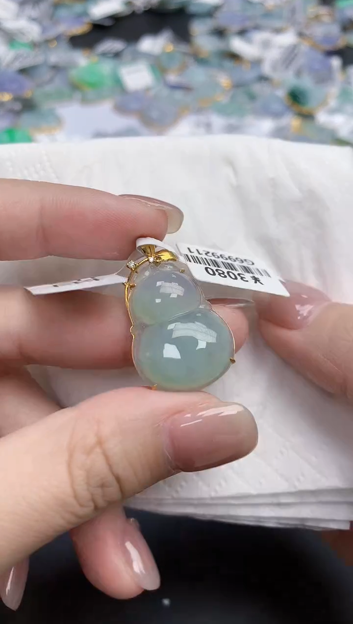 【闪购商品】翡翠颈饰18K金镶嵌天然缅甸翡翠A货