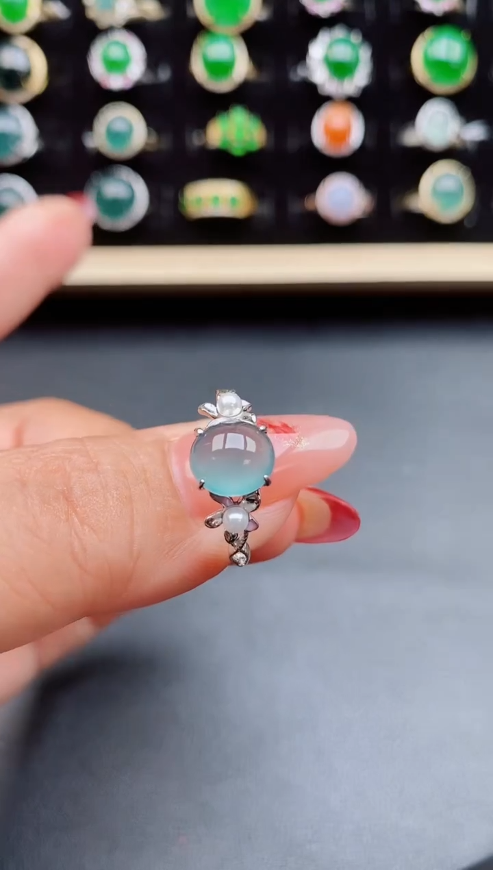 【闪购商品】翡翠戒指银S925镶嵌08050