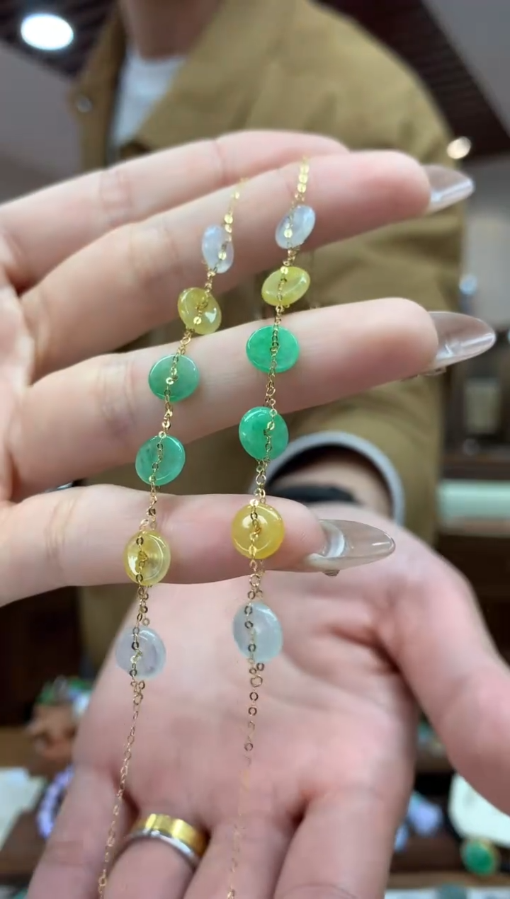 【闪购商品】翡翠手链18K金镶嵌手链多样性发货1件