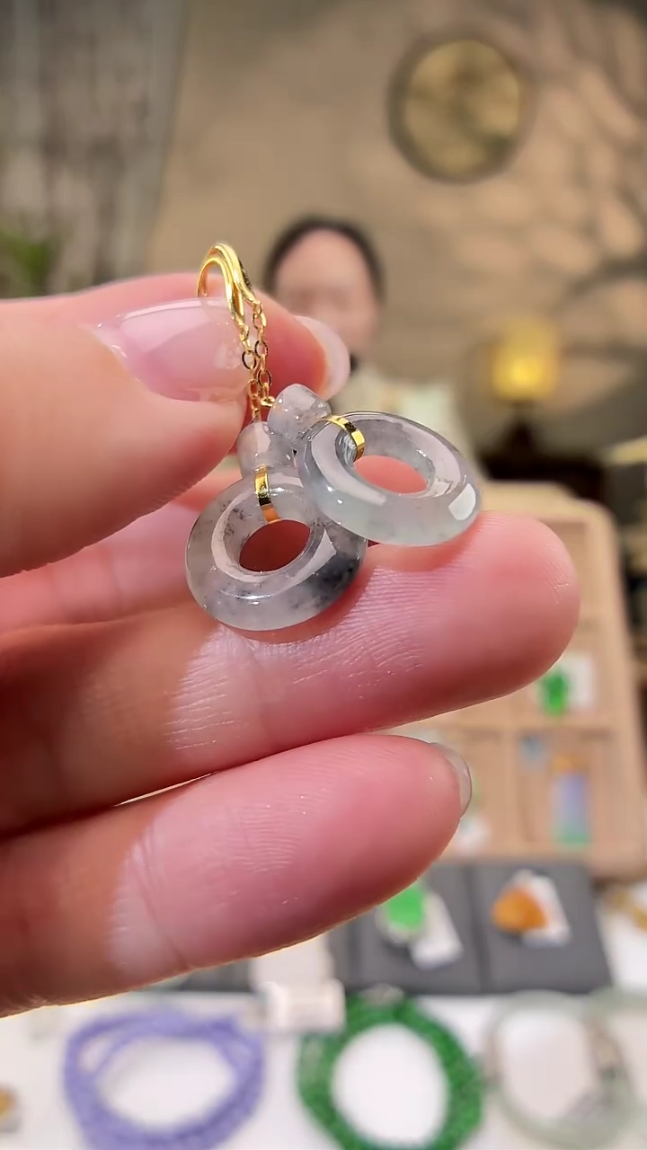 18K金镶嵌翡翠耳饰耳饰