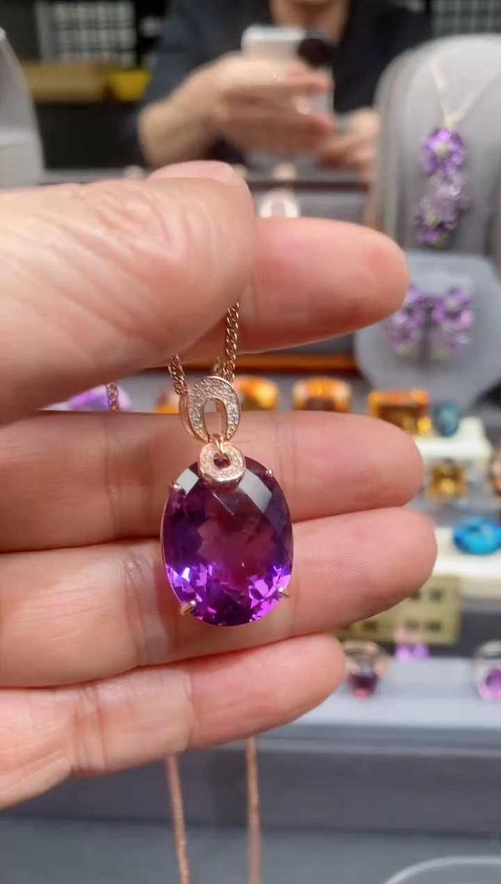 【闪购商品】紫晶吊坠银S925镶嵌紫晶吊坠