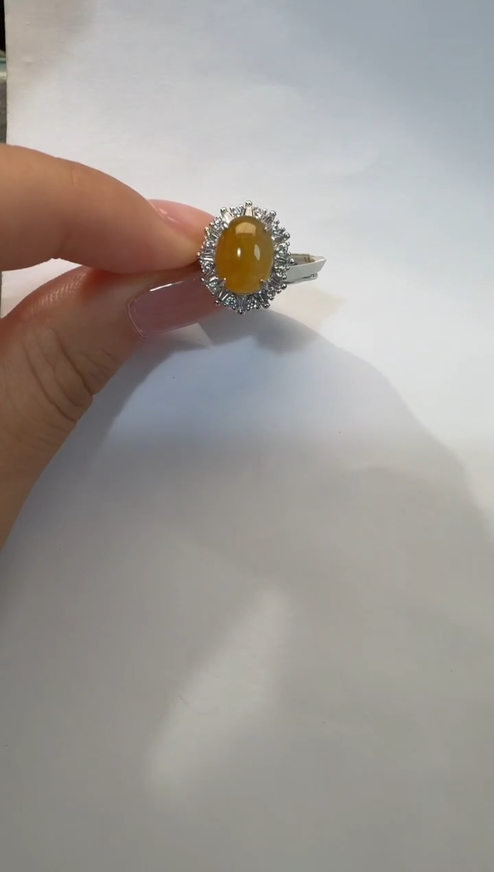 银S925镶嵌戒指翡翠925银镶翡翠戒指镶嵌73