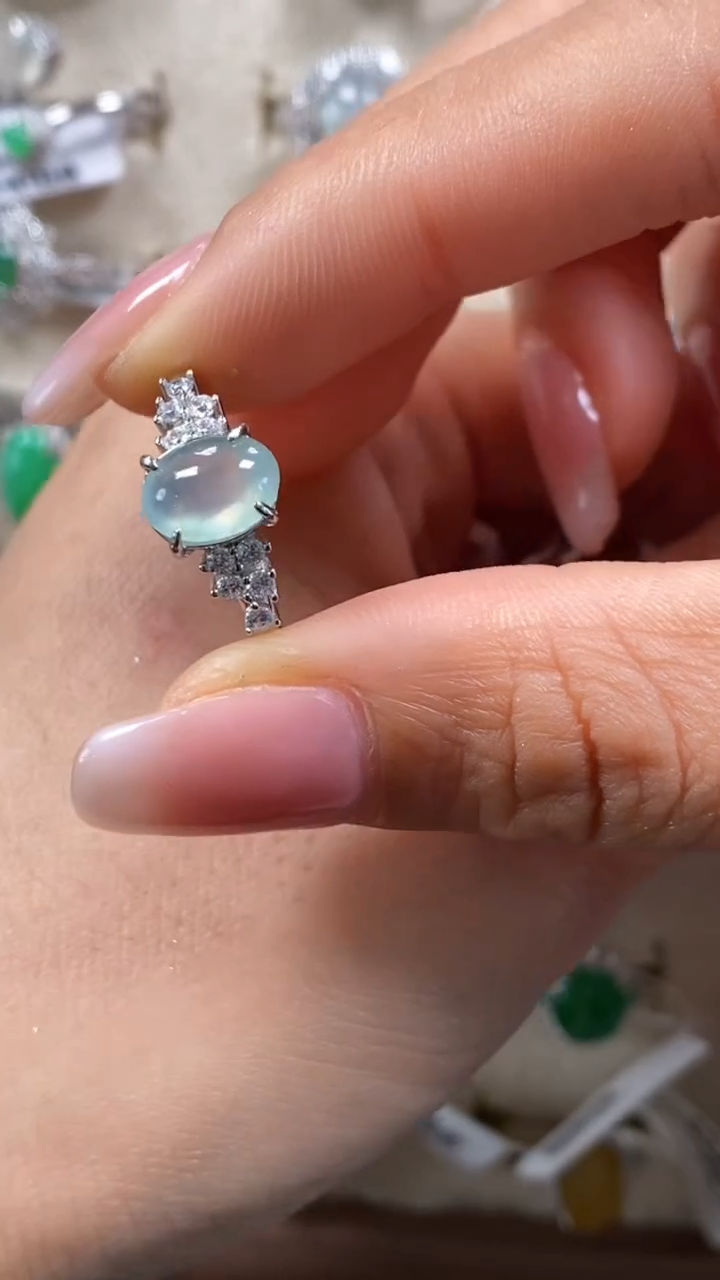 【闪购商品】翡翠戒指银S925镶嵌7814