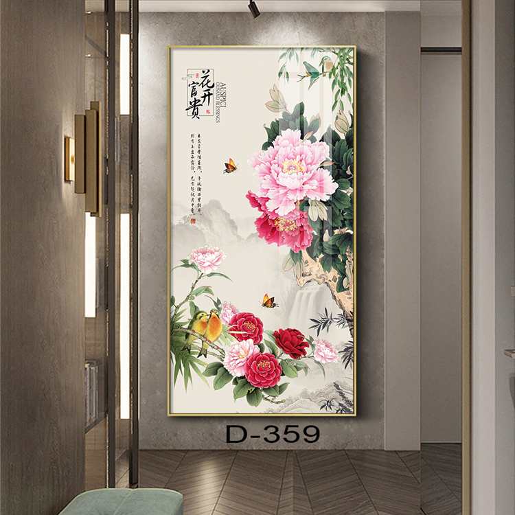 现代装饰画新中式玄关装饰画山水花开富贵简约挂画
